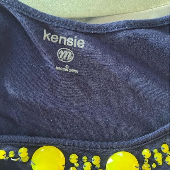 Navy Kensie Dress with Yellow Beading - Picture 8 of 9